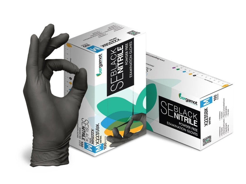 Nitrile Powder Free Gloves Black 100 Pack